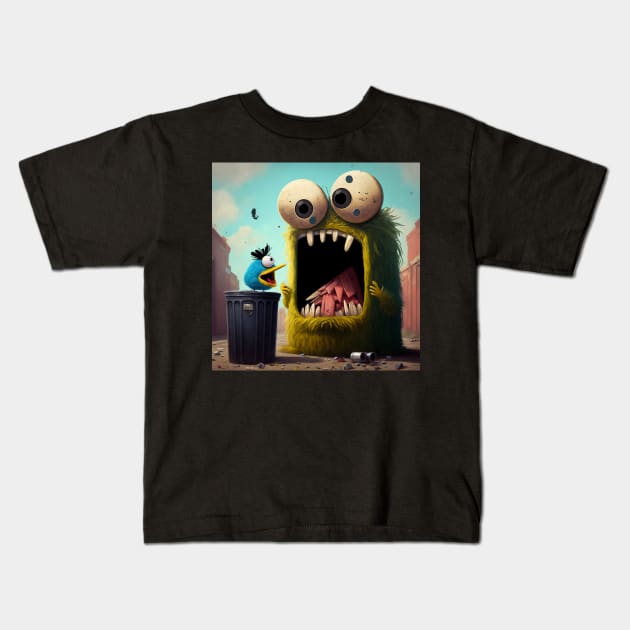 The Garbage Monster, a Trash Beast Emerges Kids T-Shirt by LoudlyUnique